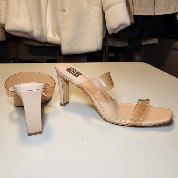 New DV by Dolce Vita Women's Selsta High Heel Slide Sandals Nude Clear Straps - Picture 4 of 7